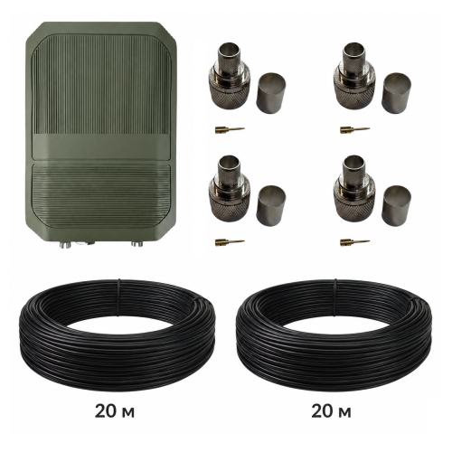 Комплект ACASOM ROC-6 2.4/5.2/5.8 ГГц мощностью 20 Вт с кабелем RG-8 50 Ом 20м + 20м и разъемами N-Type Male✅ Решение для БПЛА, систем связи и военного применения✅ Доставка по Украине ⏩ Запорожье, Киев, Харьков, Сумы, Днепр