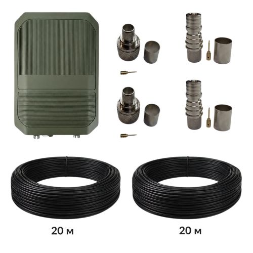 Комплект ACASOM ROC-6 20 Вт: антена-бустер 2.4/5.2/5.8 ГГц, 2 кабелі RG-8 50 Ом по 20 м, 2 роз'єми N-Type Male та 2 QMA-Male✅ Для побудови винесеного високочастотного тракту✅ Доставка по Україні ⏩ Запоріжжя, Київ, Харків, Суми, Дніпро