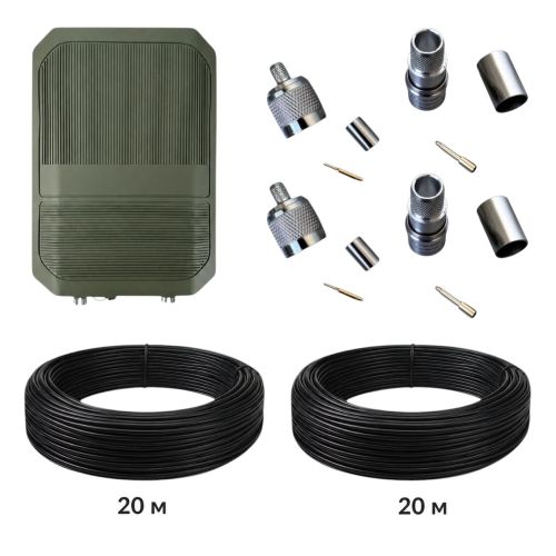Комплект Acasom ROC-6 20 Вт для 2.4/5.2/5.8 ГГц⏩ активна антена-бустер, 2 кабелі 5D-FB 50 Ом по 20 м, 2 роз’єми N-male та 2 QMA-male✅ Для організації виносного ВЧ-тракту та підключення сумісного радіообладнання✅