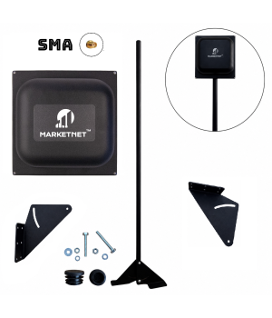 Купити комплект: панельна антена Marketnet Square SMA 21 dBi та кронштейн 1,5 м для посилення і стабілізації сигналу 4G/5G-інтернету ✅ Підходить для роутерів, модемів і репітерів ✅ Доставка по всій Україні ⏩ Запоріжжя, Київ, Харків, Дніпро, Чернівці