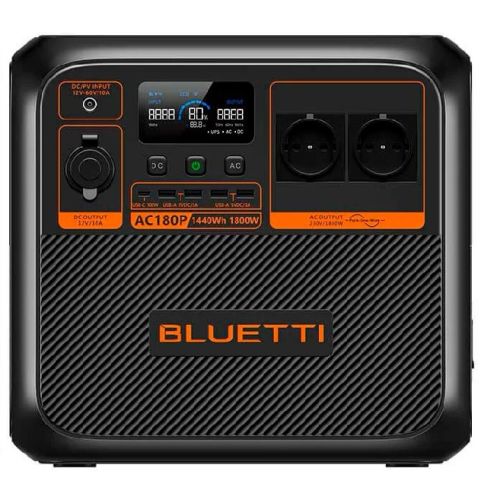 Купити зарядну станцію BLUETTI AC180P 1440 Вт·год / 1800 Вт ⚡LiFePO₄, швидка зарядка 1440 Вт, UPS, Power Lifting до 2700 Вт⚡Живлення котла, холодильника, Starlink, ноутбука, телевізора та іншої побутової техніки ✅ Доставка по Україні ⏩ 