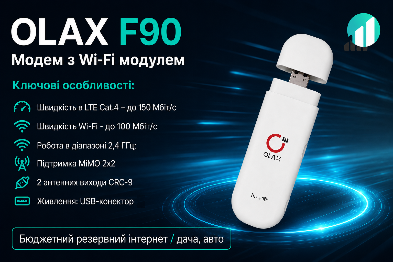4G USB роутер Olax F90 с поддержкой Wi-Fi и выходом под антенну Портативный 4G USB modem роутер Olax F90 черного цвета